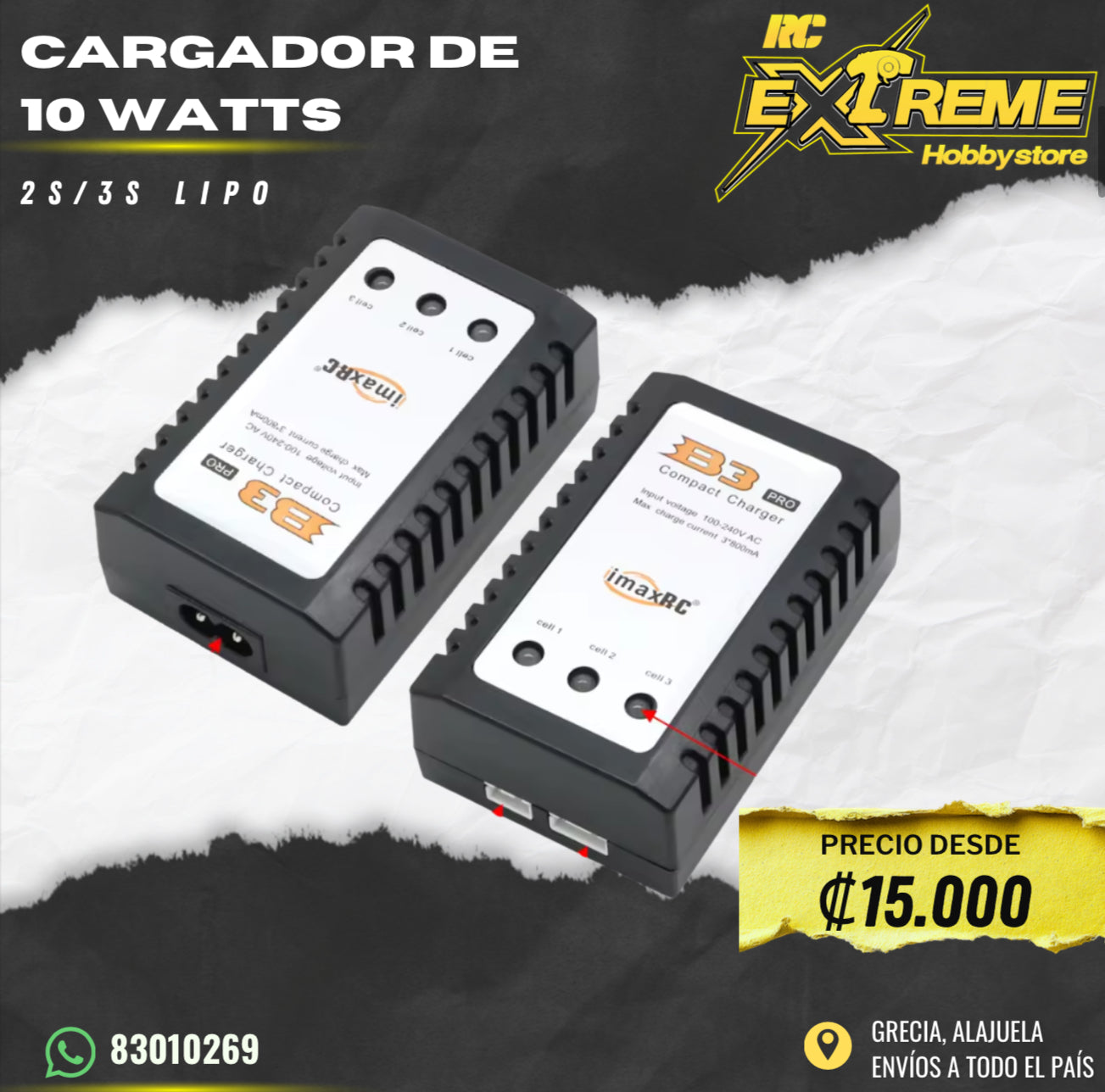 Cargador de 10 Watts 2s / 3s lipo