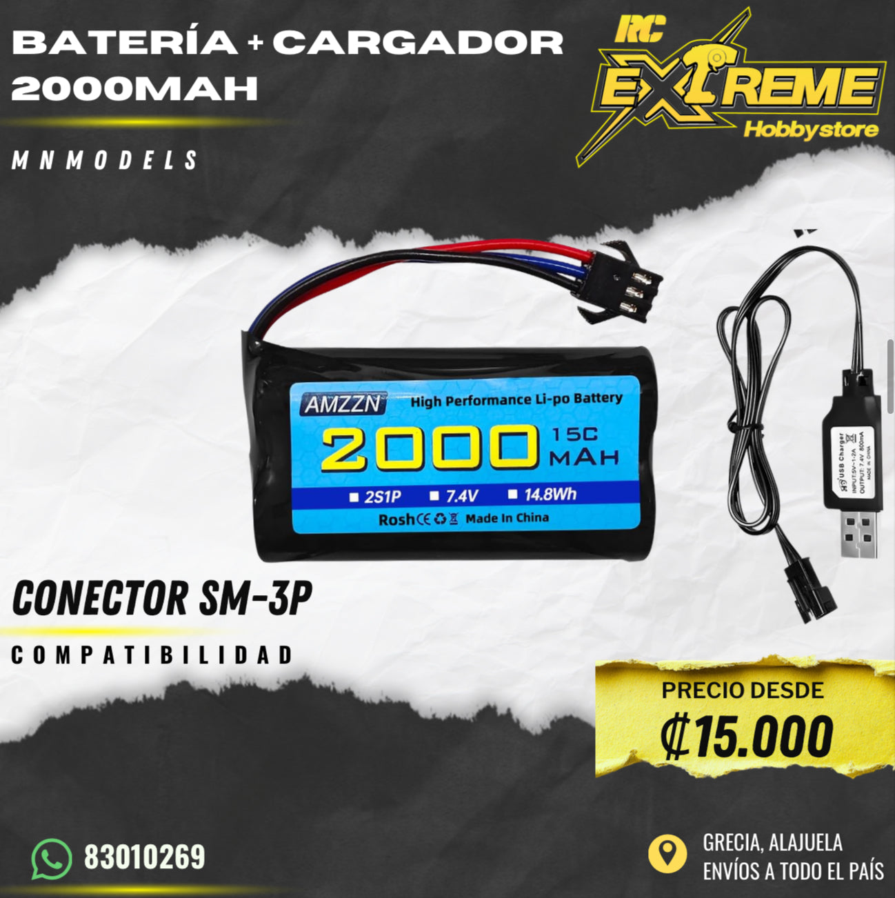 Batería + Cargador 2000 MAH MNMODELS