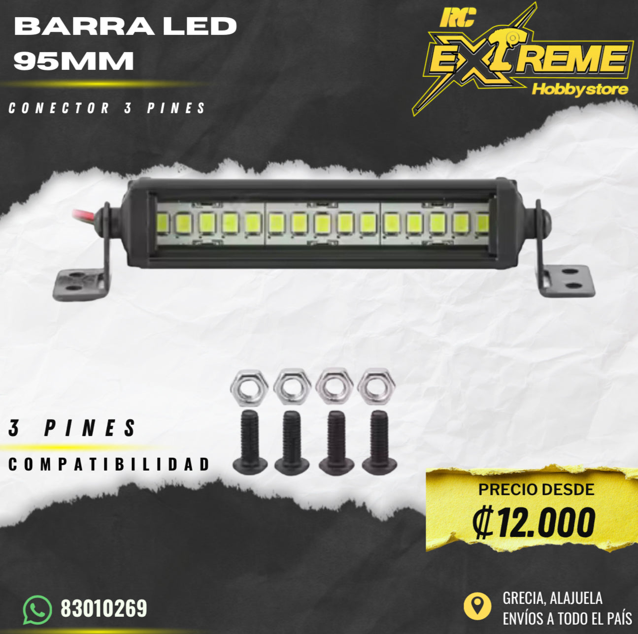 Barra Led 95 MM Conector 3 Pines